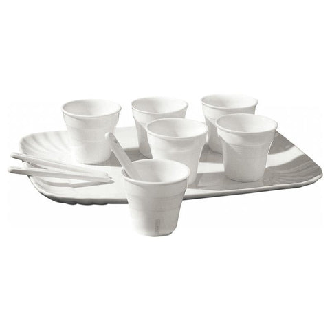 SELETTI SET 6 BICCHIERINI DA CAFFE' +6PALETTINE+VASSOIO CM.18,5X27 IN PORCELLANA