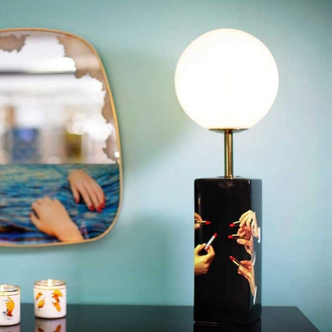 "LED TABLE LAMP IN TP PORCELAIN DIAM CM 34 H 70 LIPSTICKS SELETTI"