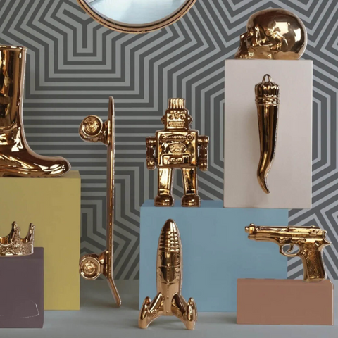 MY GUN PORZELLAN-BRIEFBESCHWERER LIMITIERTE EDITION 10414 SELETTI GOLD 