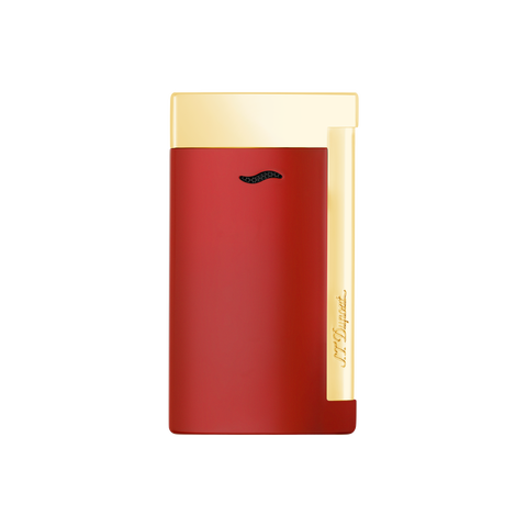 DUPONT SLIM 7 LIGHTER LOTUS RED &amp; GOLD ART 027707