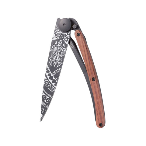 COLTELLINO TASCABILE BLACK CORAL WOOD POLYNESIAN ART. 1GB000139 DEEJO