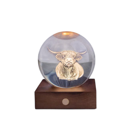 AMBER CRYSTAL LIGHT 3D HIGHLAND COW ART. G025HC GINGKO