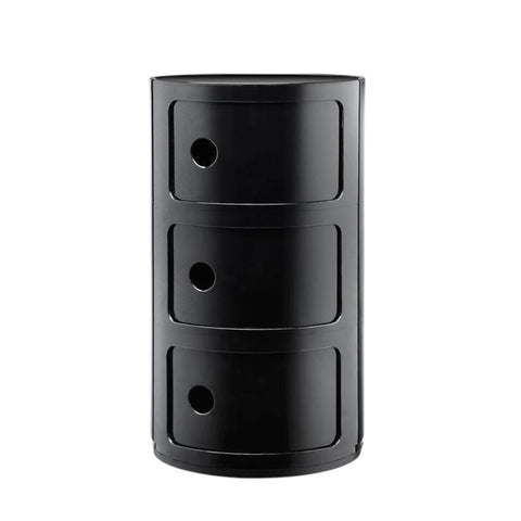 KARTELL SCHWARZER 3-ELEMENT-MODULAR-NACHTTISCH