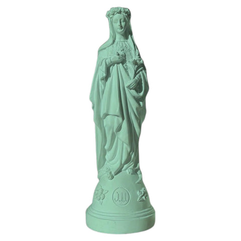BLUE CLOUD ICH SAH DIE JUNGFRAU MADONNA STATUETTE MIT BLUMEN IN DER HAND 21 CM