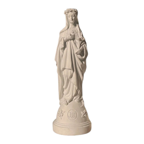 NUDE J'AI VU LA VIERGE MADONNA STATUETTE MIT BLUMEN IN DER HAND 21 CM