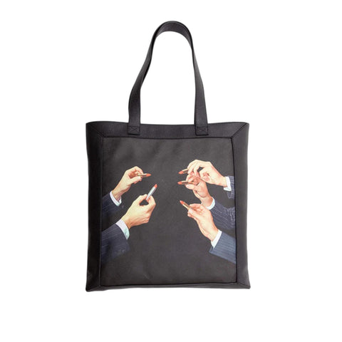 TOTE BAG TOILETPAPER LIPSTICKS BLACK ART 02210 SELETTI