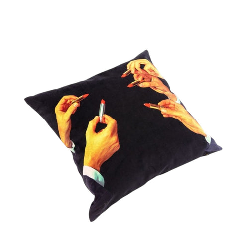 CUSCINO IN POLIESTERE IMBOTT.PIUMA LIPSTCKS BLACK 50X50 SELETTI