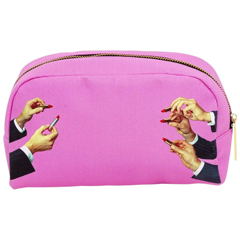 BEAUTY CASE STAMPATO IN PU TOILETPAPER CM28X8 H 16 LIPSTICKS PINK SELETTI