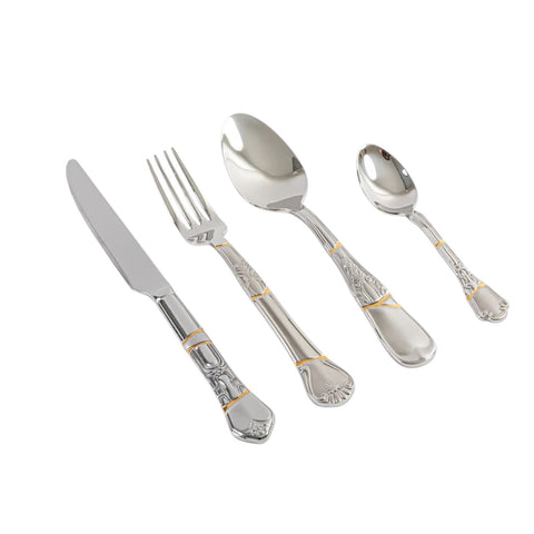 4-TEILIGES BESTECKGARNITUR AUS STAHL UND GOLD KINTSUGI CUTLERY ART. 09660 SELETTI