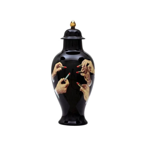 VASO PORCELLANA TOILETPAPER LIPSTICK BLACK ART 09793 SELETTI