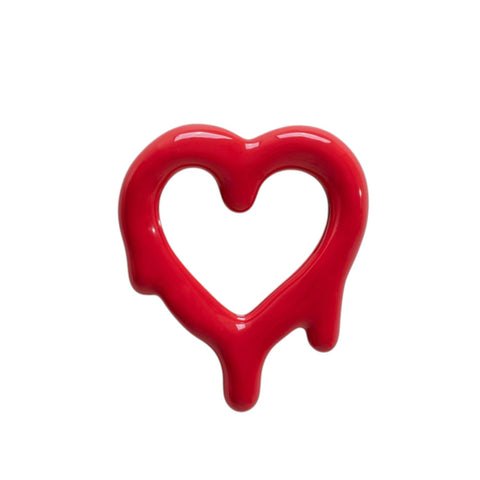 MIRROR FRAME IN PORCELAIN AND GLASS MELTED HEART RED CM. 30 H.35 SELETTI