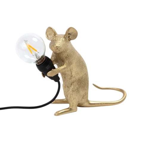 SELETTI LAMP MOUSE GOLD ART 15231