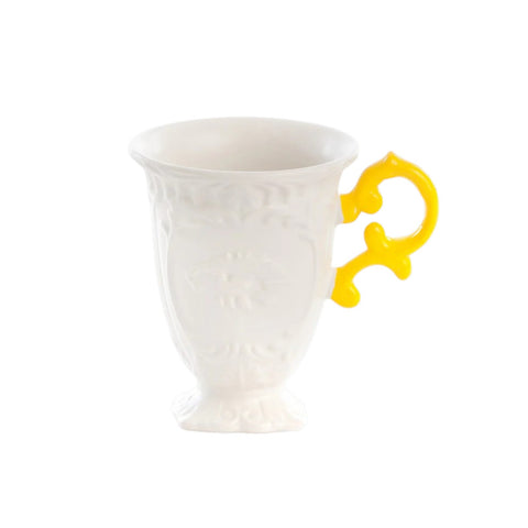 SELETTI I-WARES Porzellantasse, 10 cm, 11,5 cm, gelber Henkel, 09855GIA