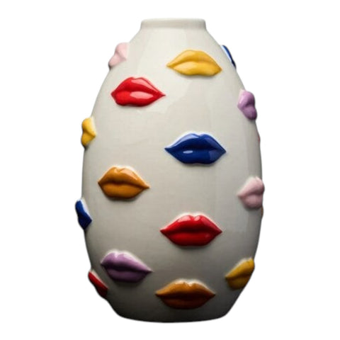 VASO MOUTH VASE22-1210 22CM BLOGO DESIGN  MULTICOLOR