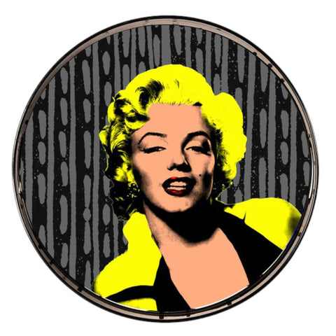 VASSOIO PLATEAU LACQUE' ROND 35 CM BLUE SHAKER MARILYN MONROE YELLOW