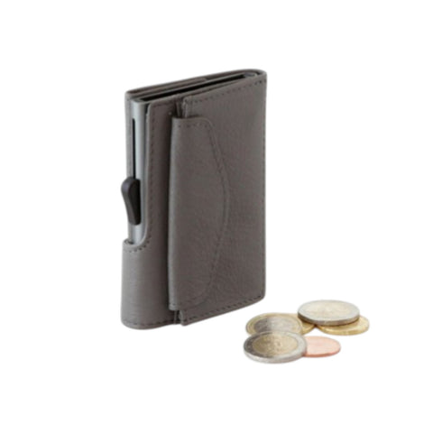 PORTAFOGLIO SINGLE COIN CLASSIC LEATHER FOG C-SECURE