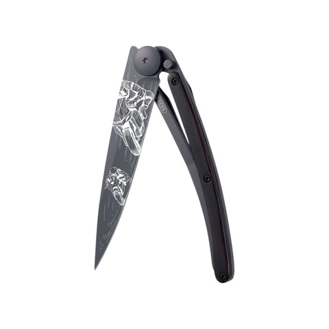 COLTELLINO TASCABILE BLACK EBONY WOOD MOTO RACING ART. 1GB000191 DEEJO