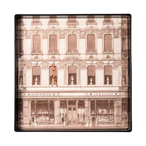 VASSOIO ACROBATS PLATEAU LACQUE' CARRE' 33X33 BLUE SHAKER