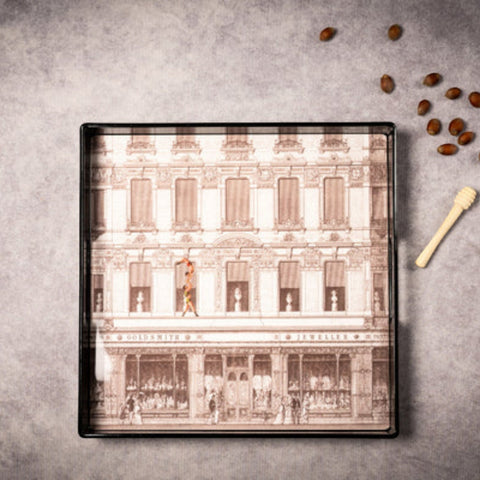 VASSOIO ACROBATS PLATEAU LACQUE' CARRE' 33X33 BLUE SHAKER