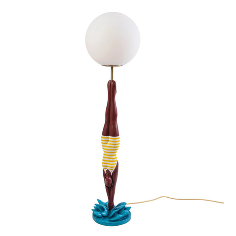 SELETTI TISCHLAMPE AUS HARZ LADY DIVER GELB 14937 MEHRFARBIG