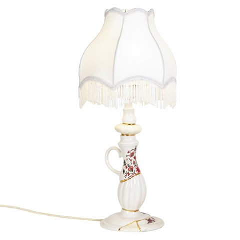 LAMPADA KINTSUGI ABAT JOUR PORCELLANA E ORO 26X26 H 60 CM 09945 SELETTI WHITE