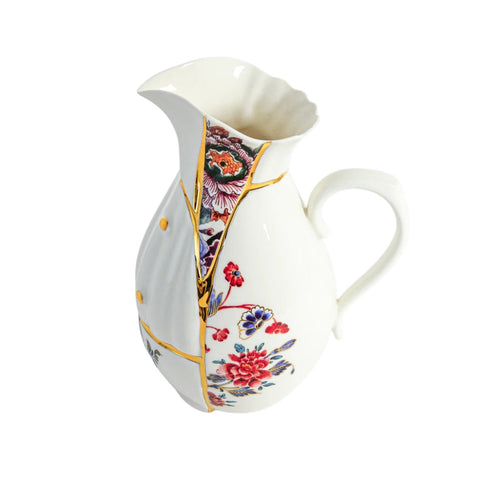 KINTSUGI Krug aus Porzellan und Gold, 19 x 14, H 25, 09645, Seletti, Weiß