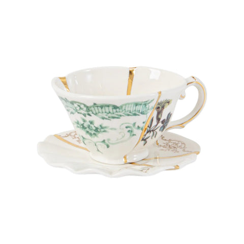 SELETTI WEISSES KINTSUGI-TEESET AUS PORZELLAN MIT TASSE UND UNTERTASSE 09649