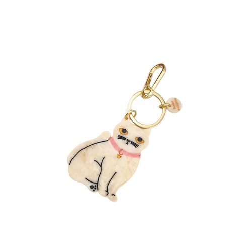PORTACHIAVI HANDPAINTED KAWAII CAT BAG CHARM KEYCHAIN SOLAR ECLIPSE