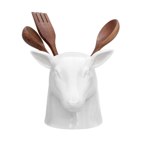 CONTENITORE STAG HEAD UTENSIL POT WHITE SUCK UK
