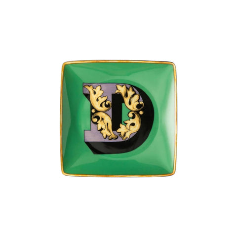 PIATTINO QUADRATO 15253 HOLIDAY ALPHABET D VERSACE 403684 GREEN ROSENTHAL