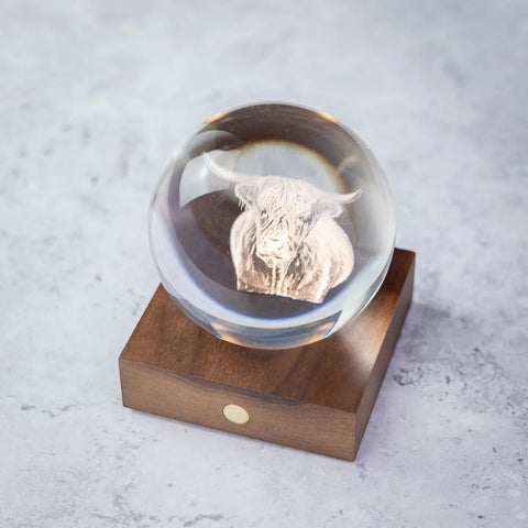 AMBER CRYSTAL LIGHT 3D HIGHLAND COW ART. G025HC GINGKO