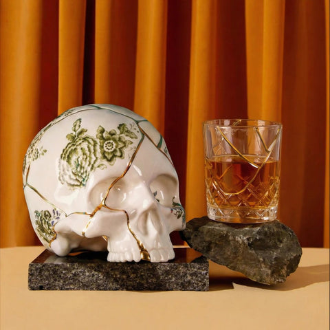 SELETTI-SCHÄDEL AUS KINTSUGI-PORZELLANSCHÄDEL 09943