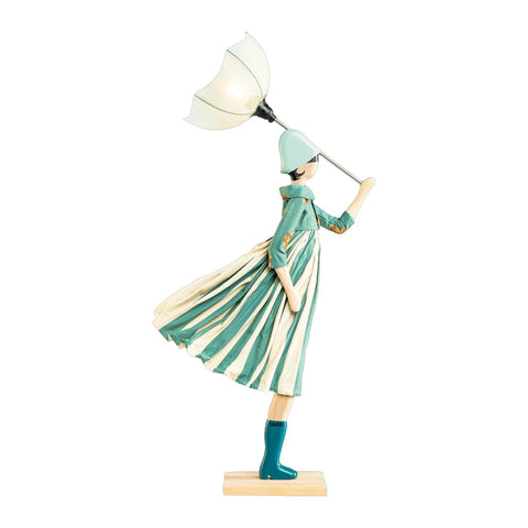 LAMPADA LITTLE GIRL LUTS PARALUME VERDE ACQUA E BASE LEGNO DI FAGGIO SKITSO