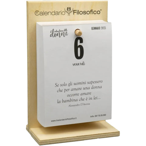 PHILOSOPHISCHER FRAUENKALENDER 10X14 MIT HOLZSTÜTZE