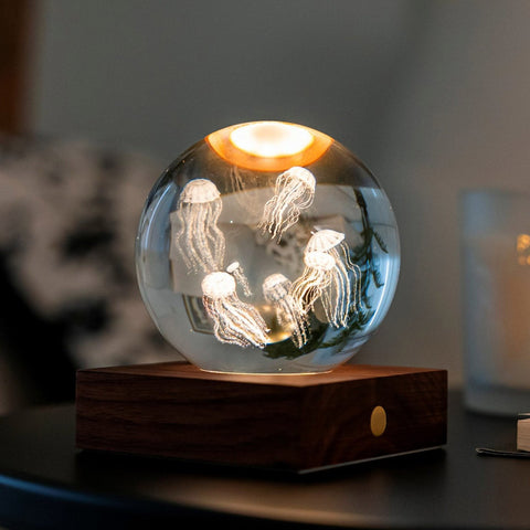 LAMPE AMBER CRYSTAL LIGHT 3D JELLYFISH BOAT G025JF GINGKO
