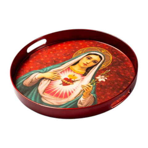 VASSOIO VIRGIN RED PLATEAU LAQUE' ROND 35 CM BLUE SHAKER