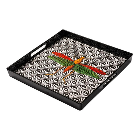 VASSOIO INSECT 1 PLATEAU LACQUE' CARRE' 33X33 BLUE SHAKER