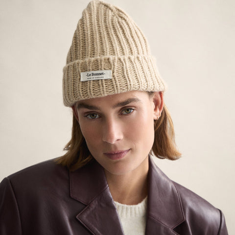BERRETTO IN LANA ONE SIZE ART. LBL-009 LE BONNET LOGO BEANIE SAND