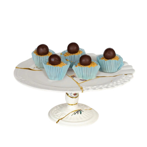 ALZATA PORCELLANA E ORO KINTSUGI  CM 36 H 15 09644 SELETTI WHITE