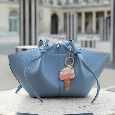 PORTACHIAVI HANDPAINTED GELATO BAG CHARM KEYCHAIN SOLAR ECLIPSE