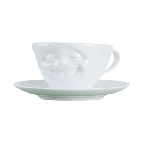 TAZZA COFFEE CUP LAUGHING T014701 TASSEN WHITE