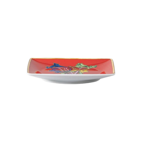 PIATTINO QUADRATO 15253 HOLIDAY ALPHABET V VERSACE 403702 RED ROSENTHAL