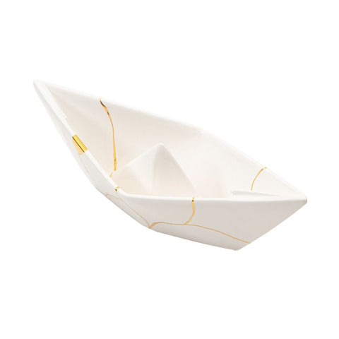 BARCHETTA MEDIA ORIGAMI KINTSUGI ART. 2566 CERAMICHE CRESCENTINI WHITE