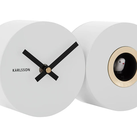 OROLOGIO WALL CLOCK DUO CUCKOO KA5789WH MATTE WHITE KARLSSON