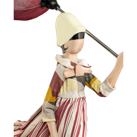 LAMPADA LITTLE GIRL ROIO PARALUME BORDEAUX E BASE LEGNO FAGGIO SKITSO