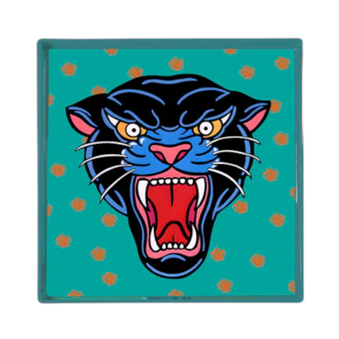 VASSOIO PLATEAU LACQUE' CARRE' 33X33 BLUE SHAKER PANTHER