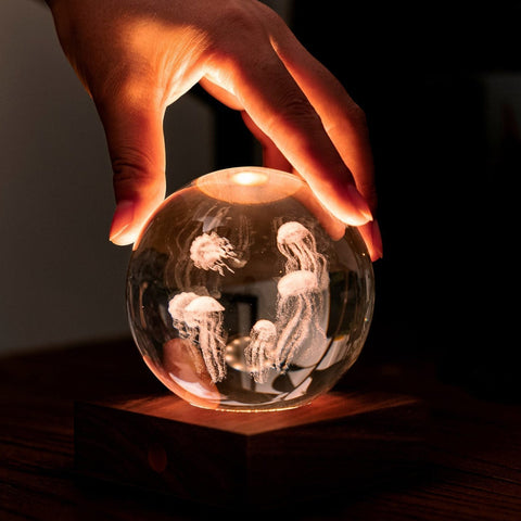 LAMPE AMBER CRYSTAL LIGHT 3D JELLYFISH BOAT G025JF GINGKO