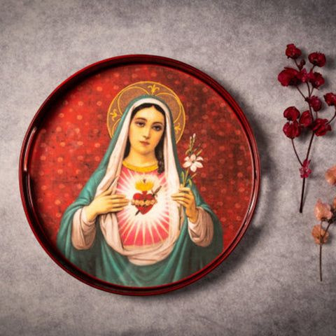 VASSOIO VIRGIN RED PLATEAU LAQUE' ROND 35 CM BLUE SHAKER