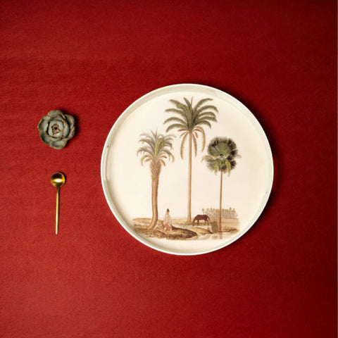 VASSOIO PALM TREE PLATEAU LACQUE' ROND 35 CM BLUE SHAKER