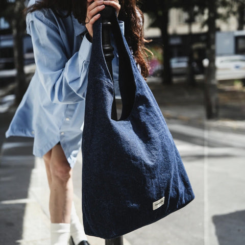 BORSA RICHELIEU RAW DENIM BLUE RIVEDROITE